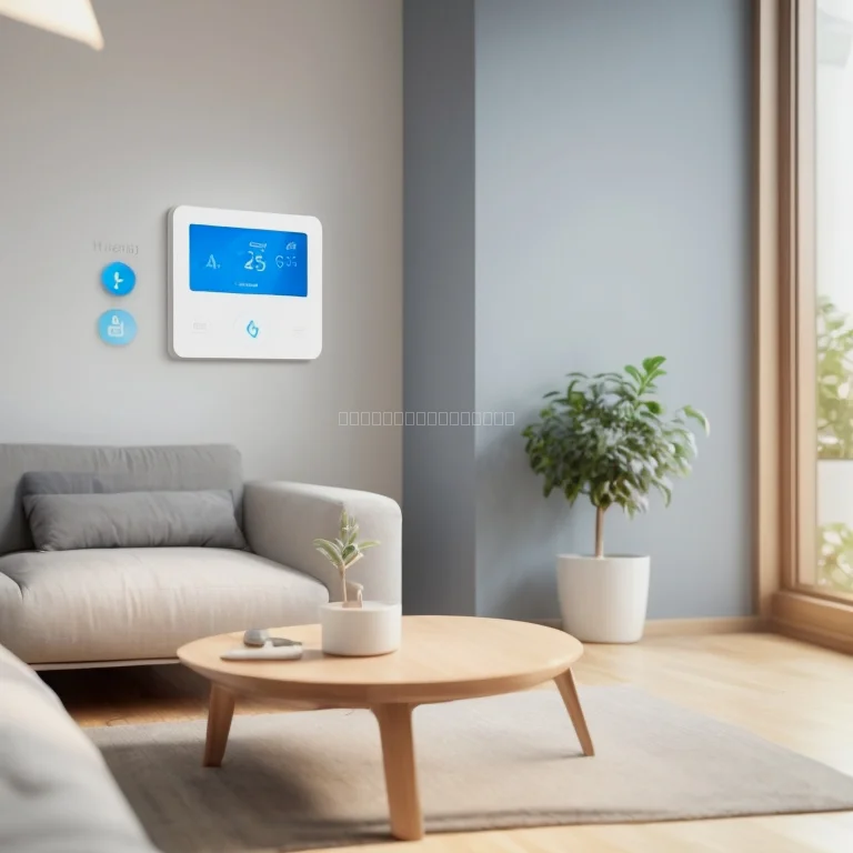 Wohnzimmer mit Smart-Thermostat und Sensor